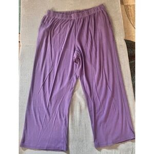 Woman Within Purple Cotton Blend Lounge Pants Elastic Waist Cropped Size 3X